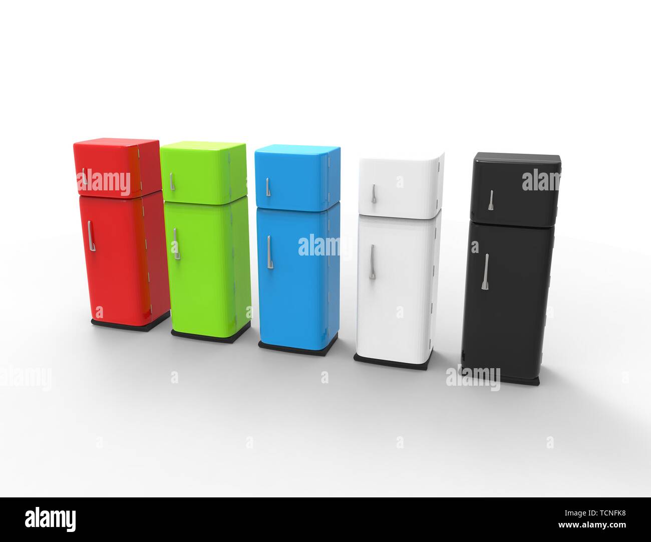 3d rendering of a refrigerator isolated on white studio background. Stock Photo