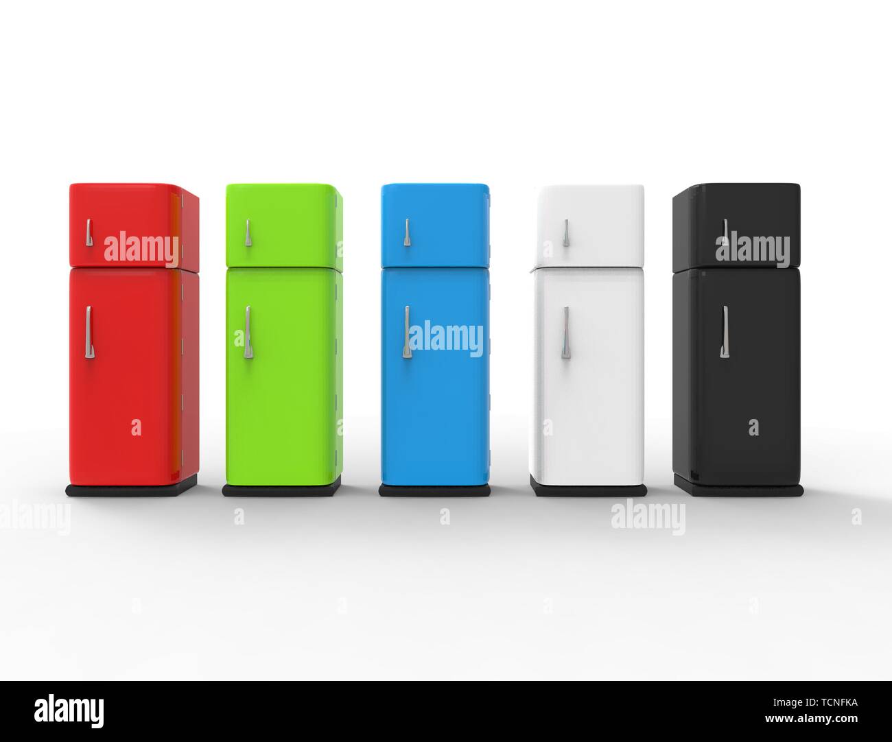 3d rendering of a refrigerator isolated on white studio background. Stock Photo