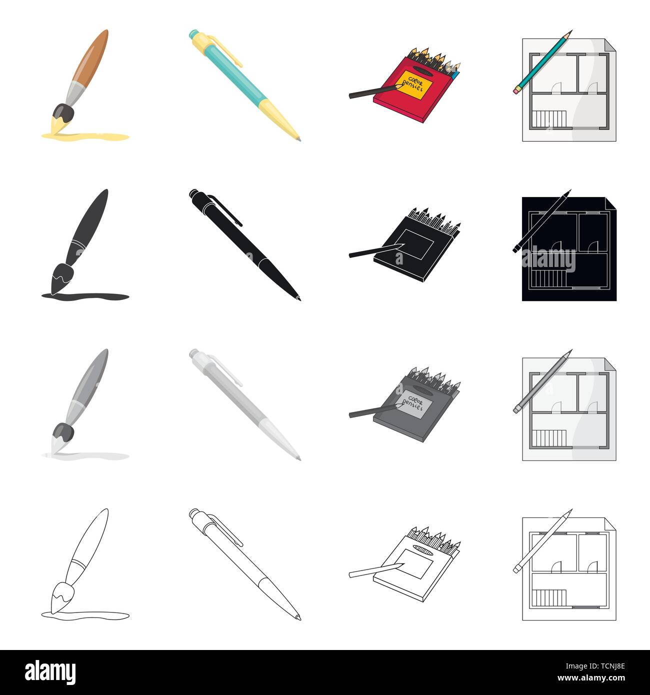 Vector illustration of pencil and sharpen logo. Collection of pencil