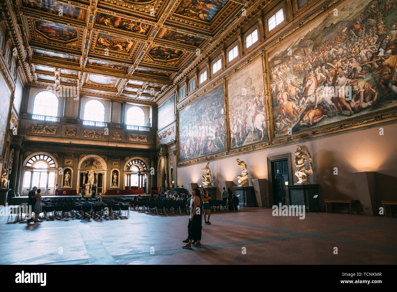 Florence Italy June 24 2018 Panoramic View Of Interior And Arts Of Palazzo Vecchio Old Palace Is The Town Hall Of Florence Stock Photo Alamy