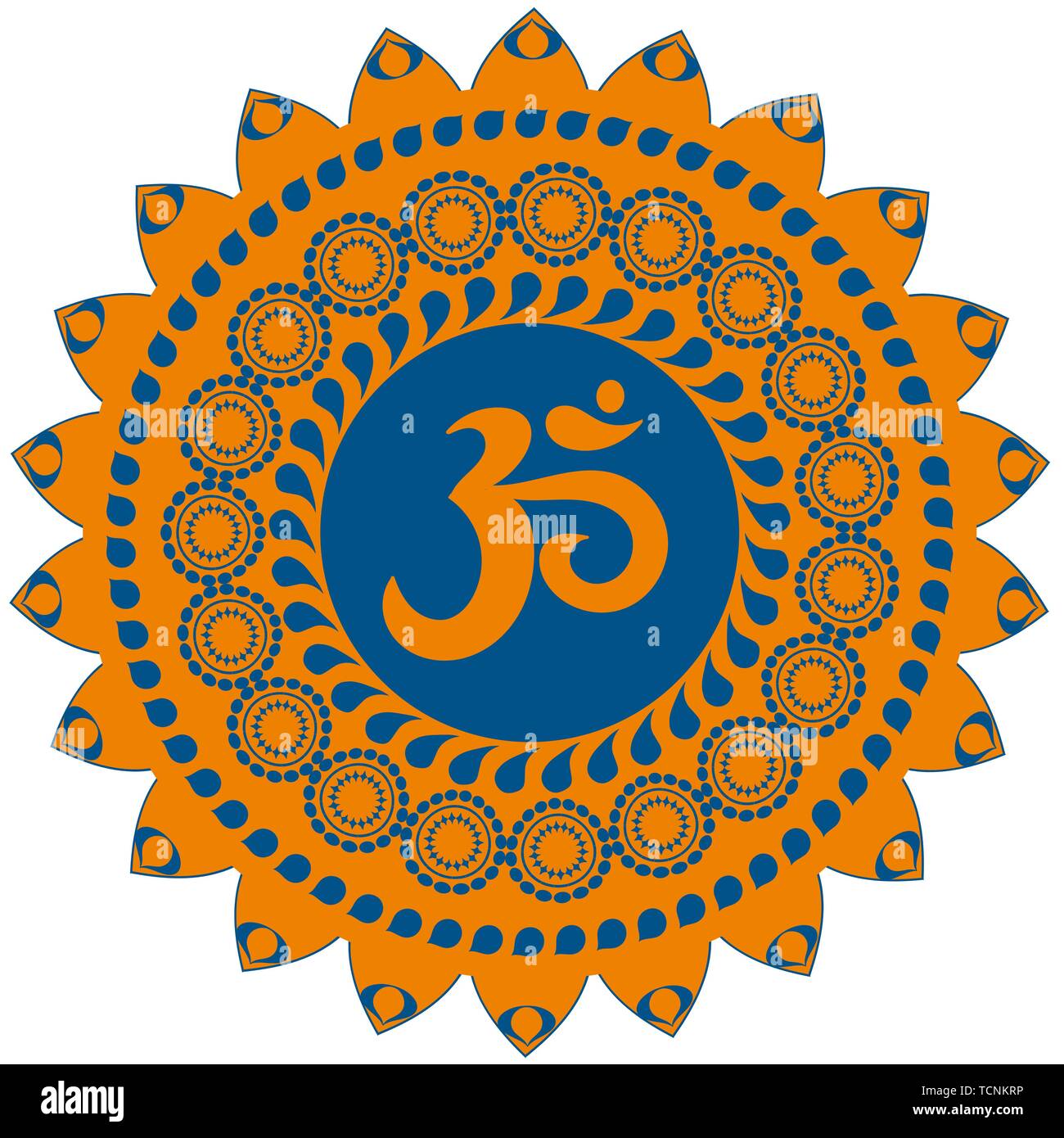 Ornate colorful decorative indian mandala with om sign, aum simbol.  Isolated on white background Stock Vector Image & Art - Alamy