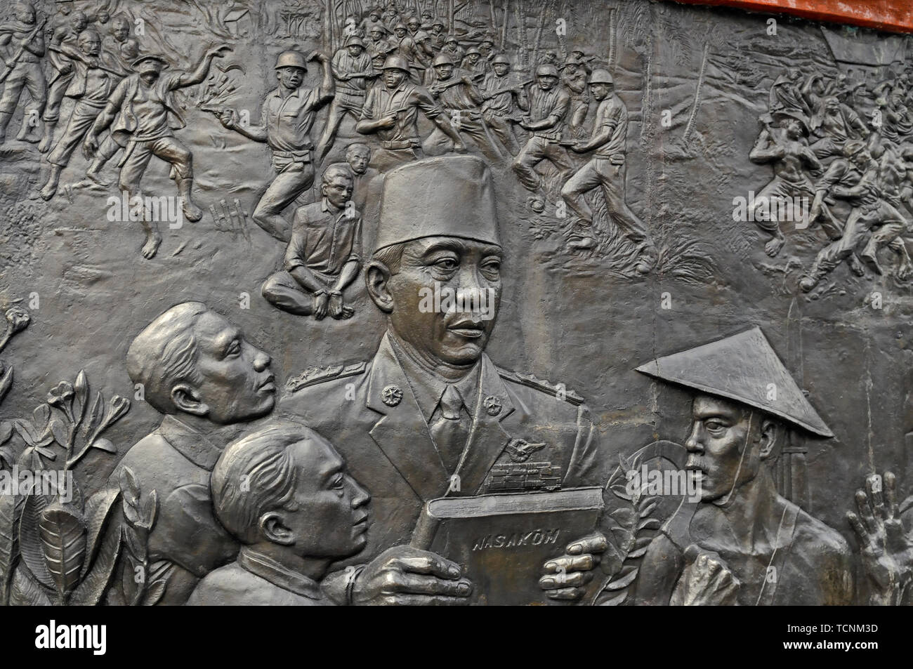 jakarta, dki jakarta/indonesia - april 20, 2009: detail of the relief at pancasila sakti  memorial site Stock Photo