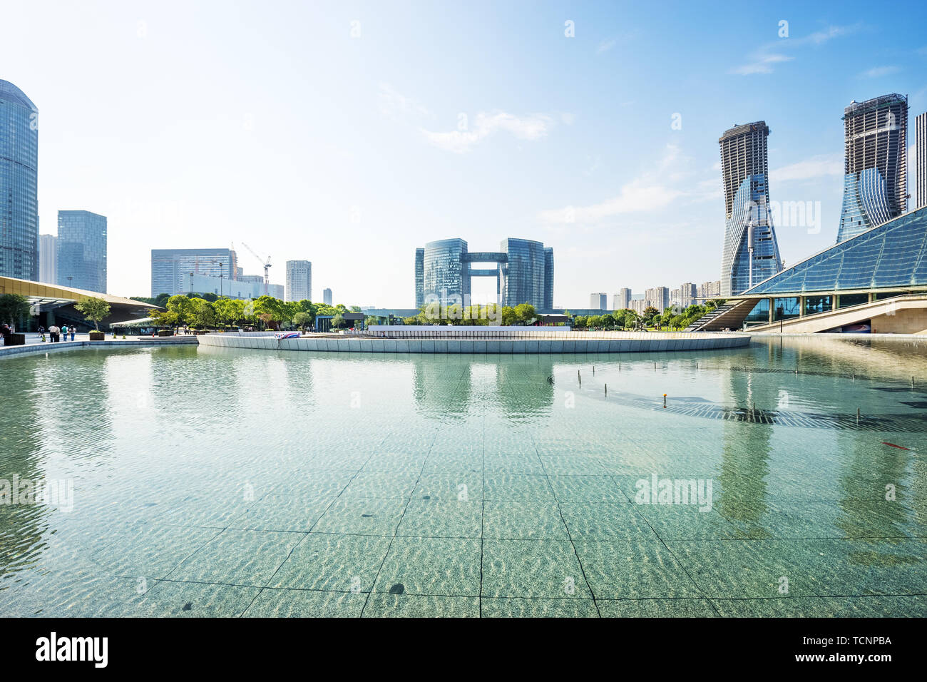 skyline,water and reflection of modern buildings Stock Photo - Alamy
