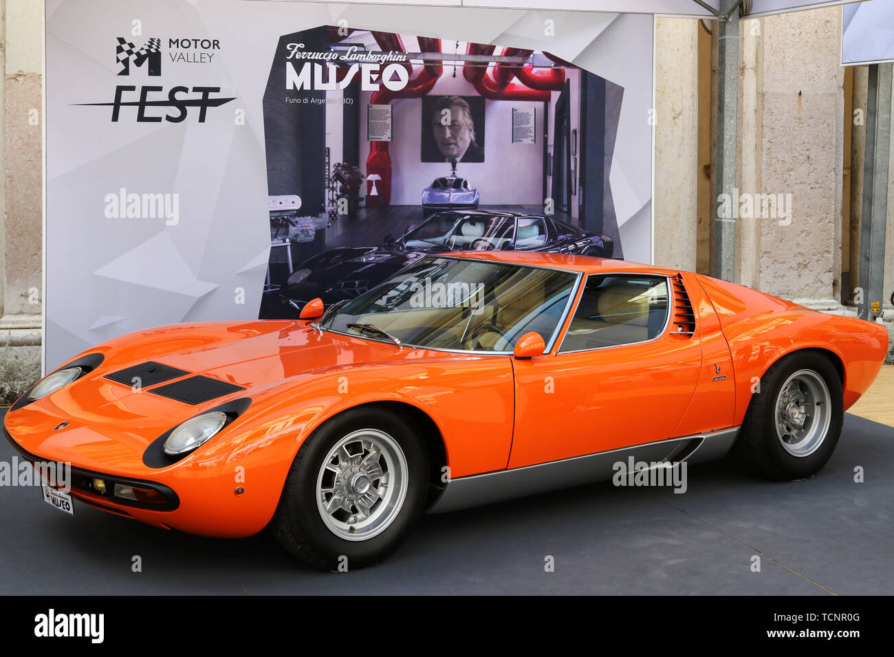 MODENA, ITALY, May 16 2019 - Motor Valley Fest exhibition, Lamborghini Miura vintage car Stock Photo