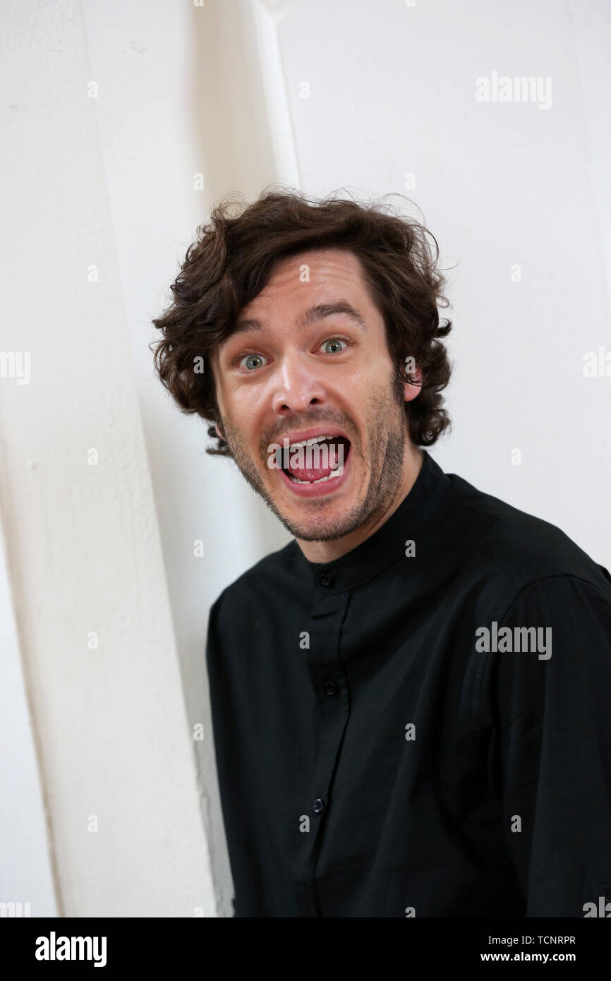 Actor Alexander Vlahos, from BBC shows Versailles and BBC drama Merlin. Pictured filming in Bognor Regis, West Sussex, UK. Stock Photo