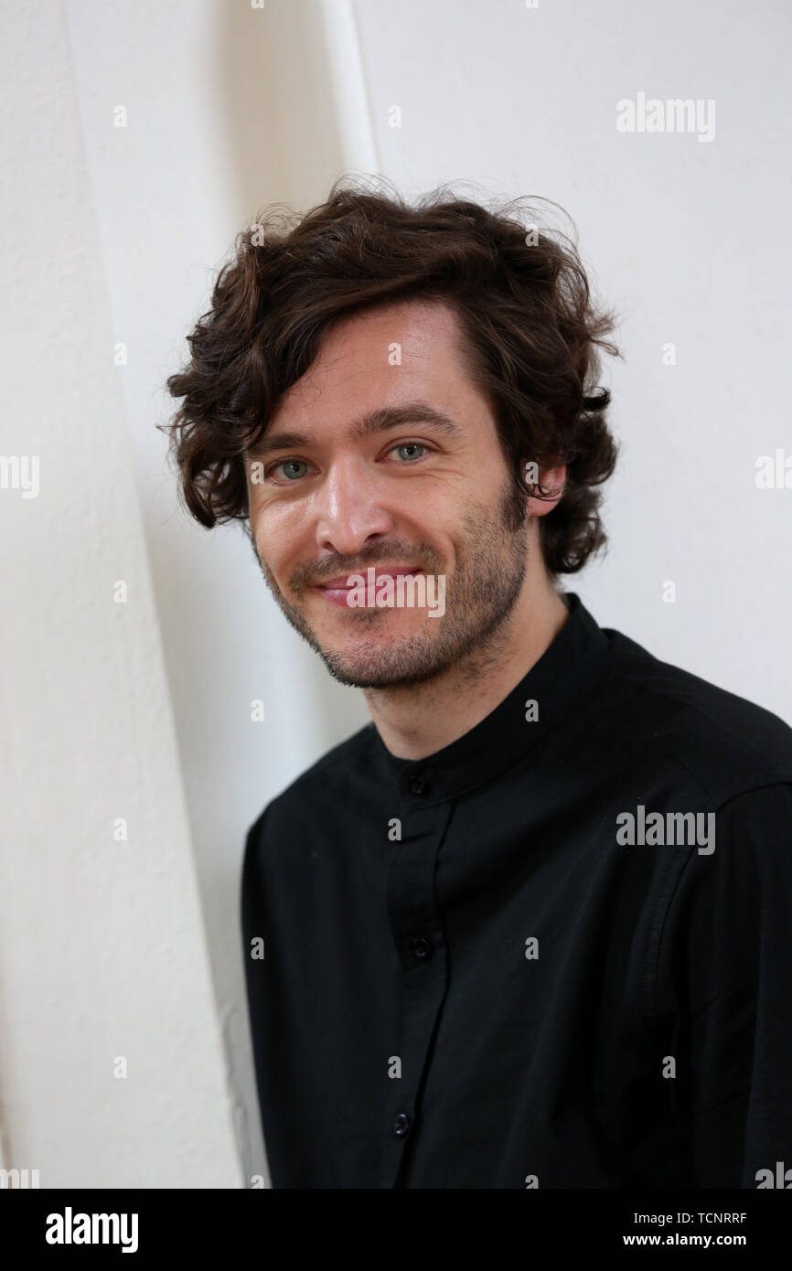 Actor Alexander Vlahos, from BBC shows Versailles and BBC drama Merlin. Pictured filming in Bognor Regis, West Sussex, UK. Stock Photo