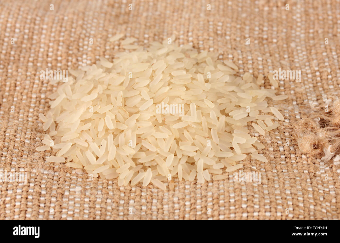 rice on sacking Stock Photo