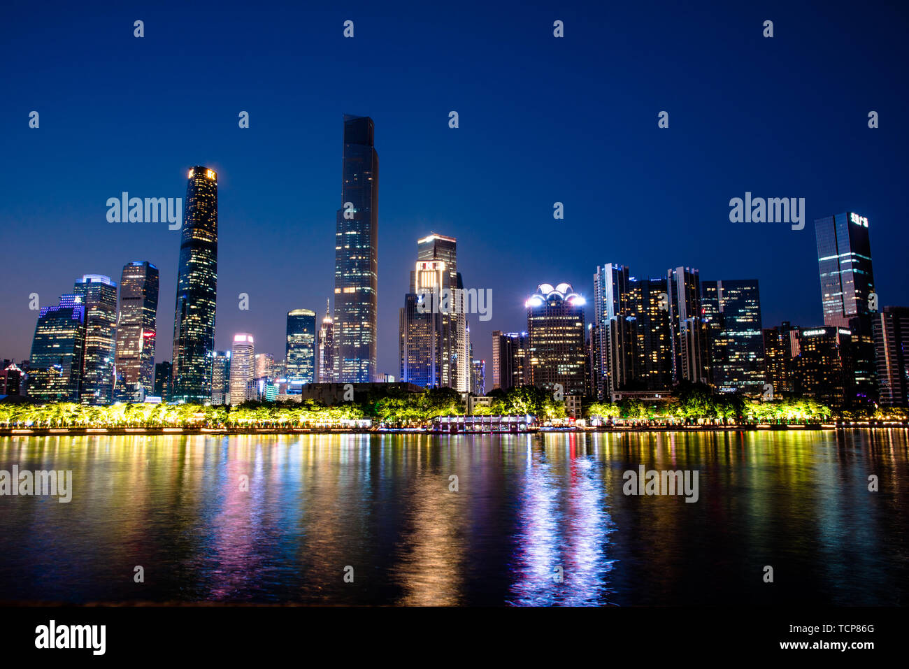 CBD Night View of Pearl River New City, Guangzhou City, Guangdong ...