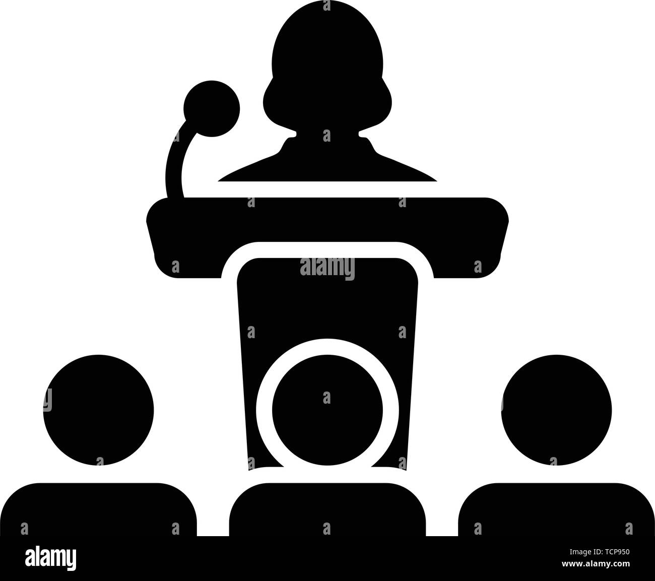 Meeting Icon Vector Female Person On Podium Symbol For Business Conference Public Speech In Glyph Pictogram Illustration Stock Vector Image Art Alamy