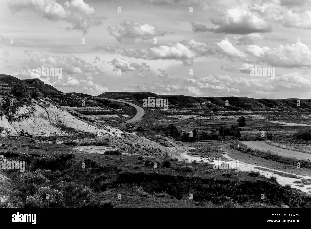 The badlands aroun Drumheller, Alberta in Canada Stock Photo