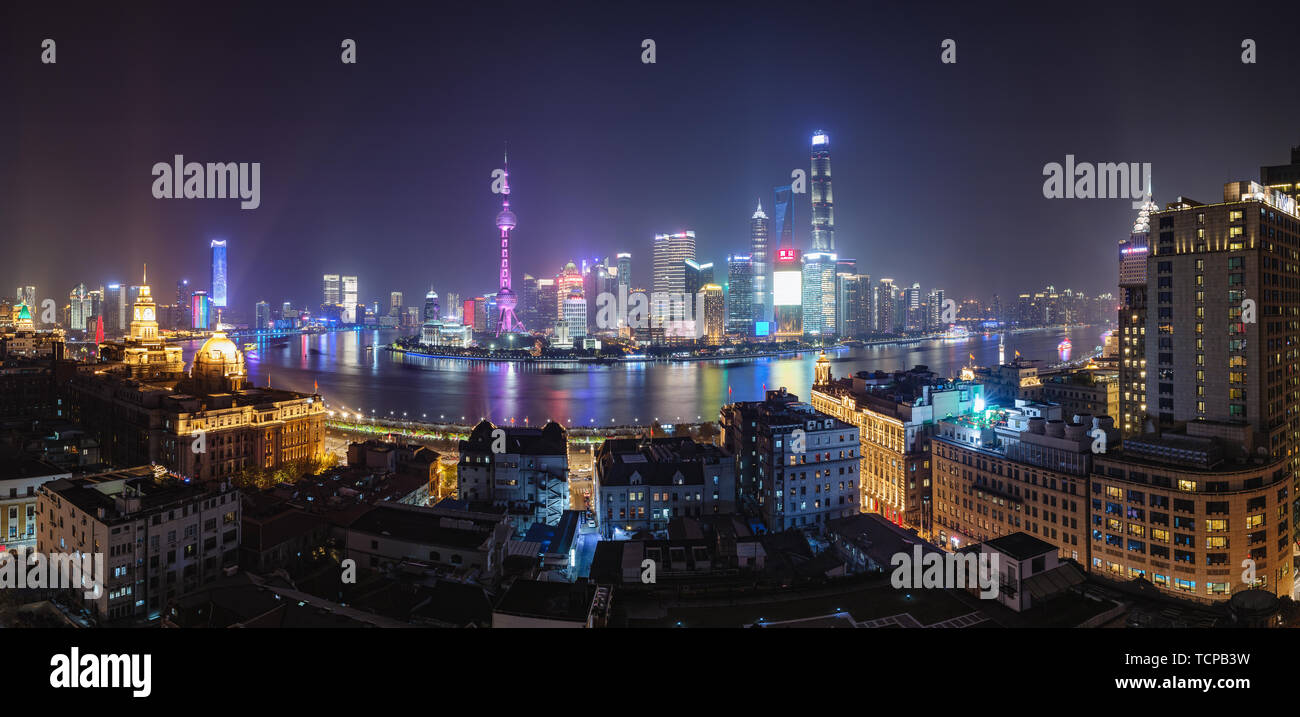 Panorama of Shanghai Bund Stock Photo