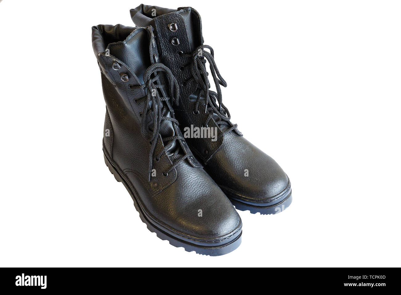 Black army boots on white background. Isolated. A pair of military ...
