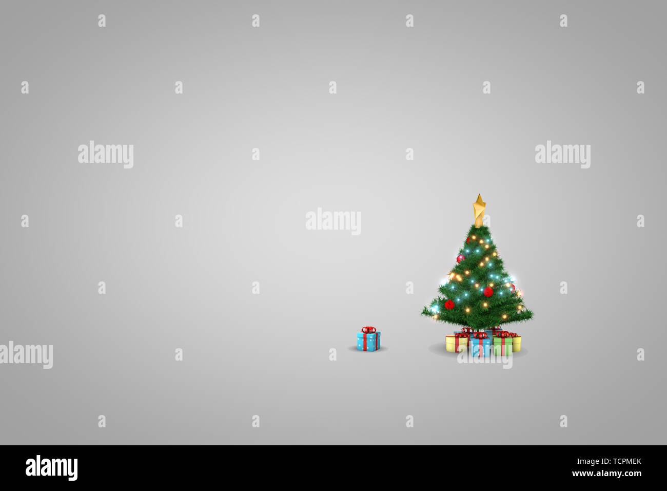3D rendering, Christmas tree with white background Stock Photo - Alamy