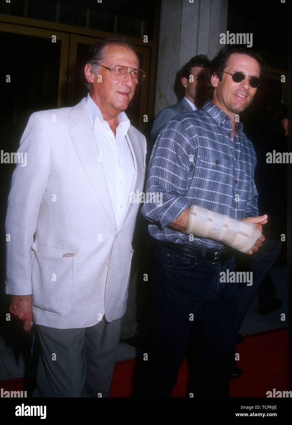 Westwood, California, USA 28th June 1994 Actor Hart Bochner and father Lloyd Bochner attend the premiere of 'Blown Away' on June 28, 1994 at Mann National Theater in Westwood, California, USA. Photo by Barry King/Alamy Stock Photo Stock Photo