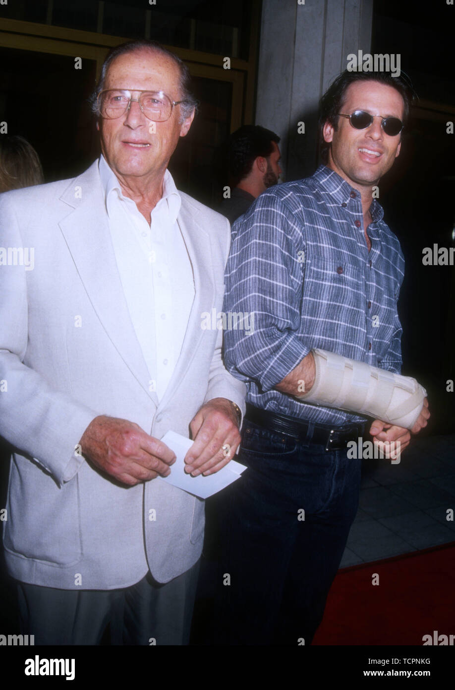 Westwood, California, USA 28th June 1994 Actor Hart Bochner and father Lloyd Bochner attend the premiere of 'Blown Away' on June 28, 1994 at Mann National Theater in Westwood, California, USA. Photo by Barry King/Alamy Stock Photo Stock Photo
