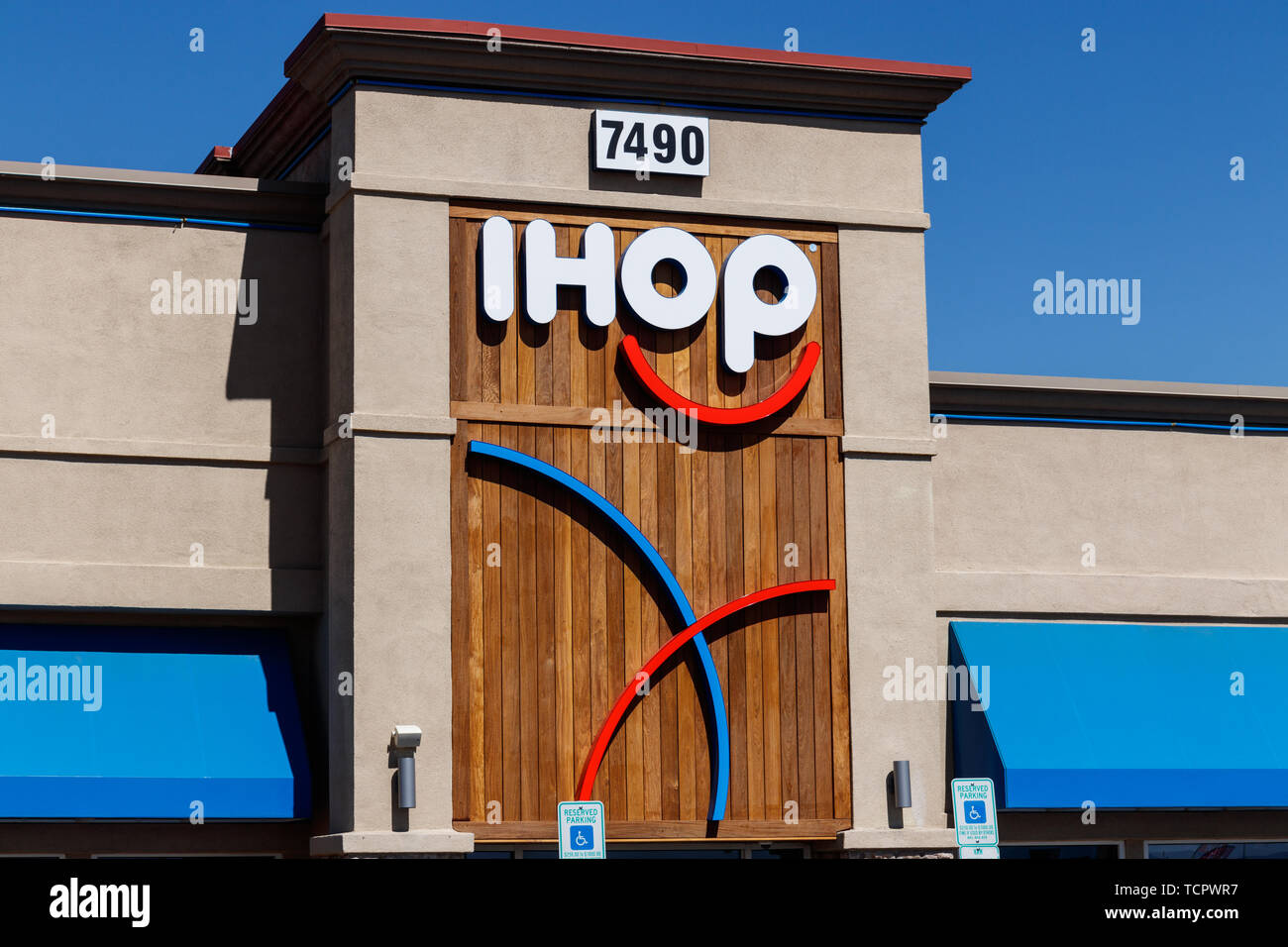 Las Vegas, Nevada, USA. 11th June, 2018. The sign for an IHOP restaurant is  seen in Las Vegas. The International House of Pancakes created a marketing  campaign suggesting it was going to
