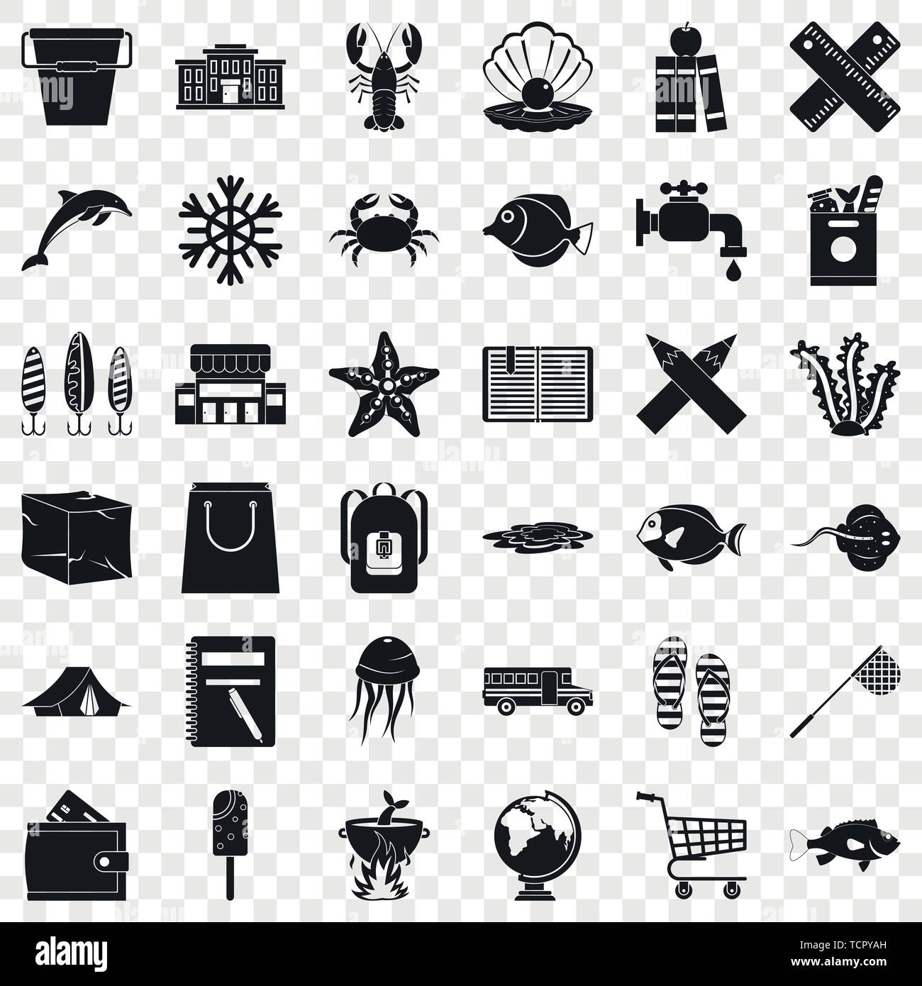 Crab icons set, simle style Stock Vector