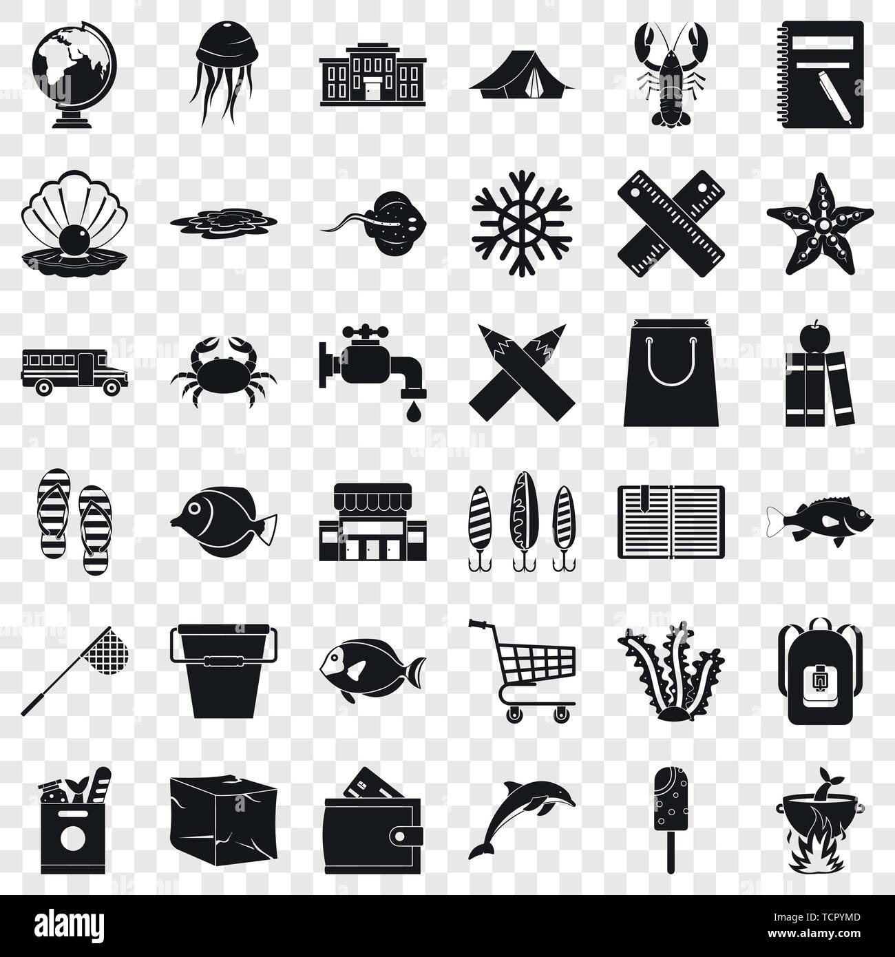 Basket icons set, simle style Stock Vector