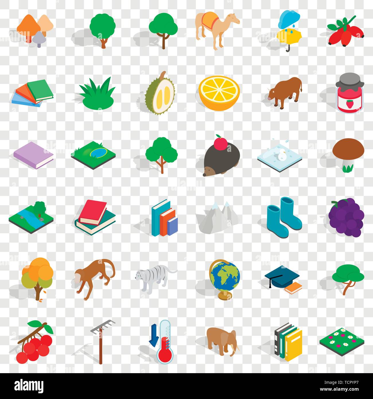 Tree icons set, isometric style Stock Vector