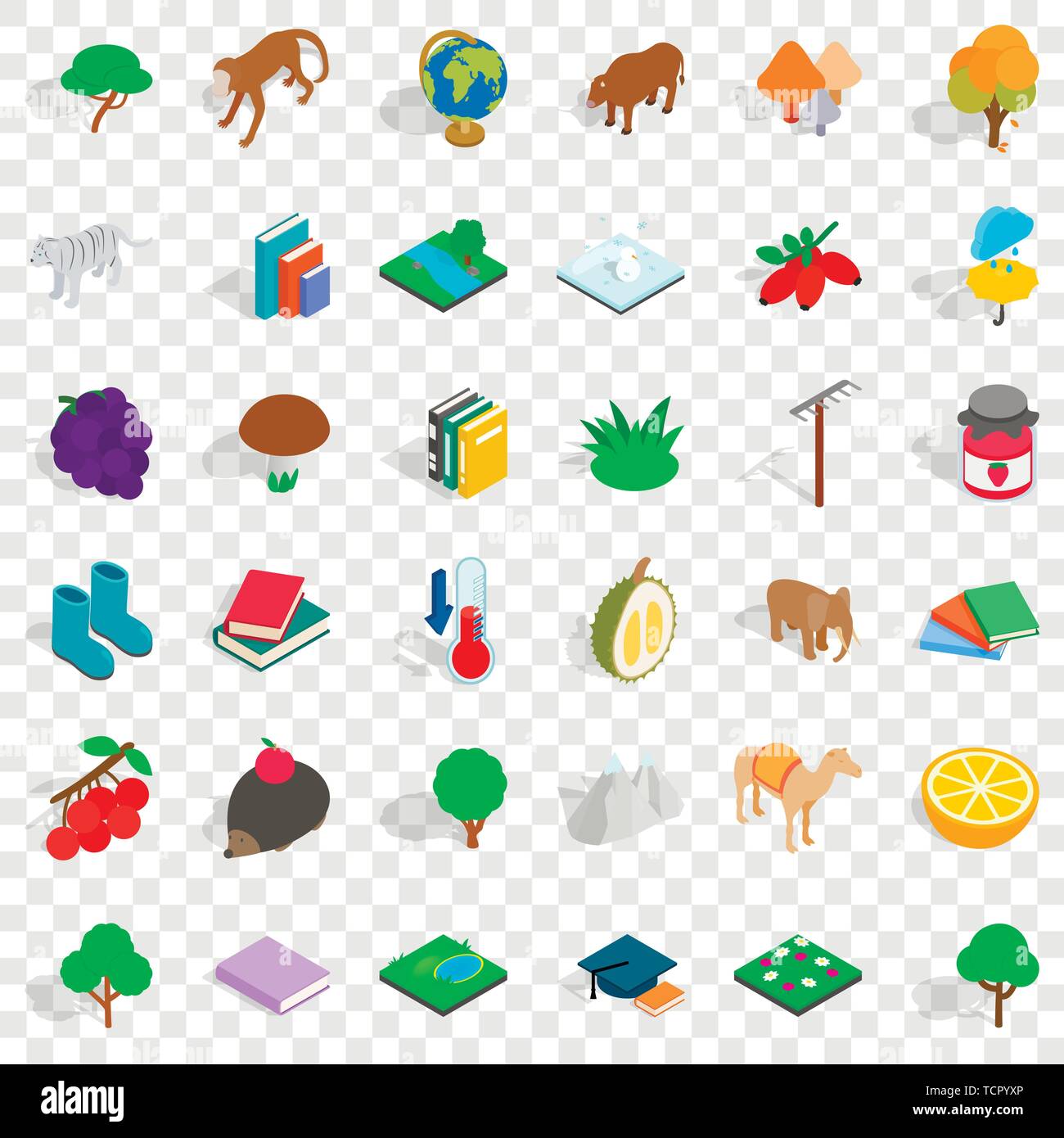 Zoology icons set, isometric style Stock Vector