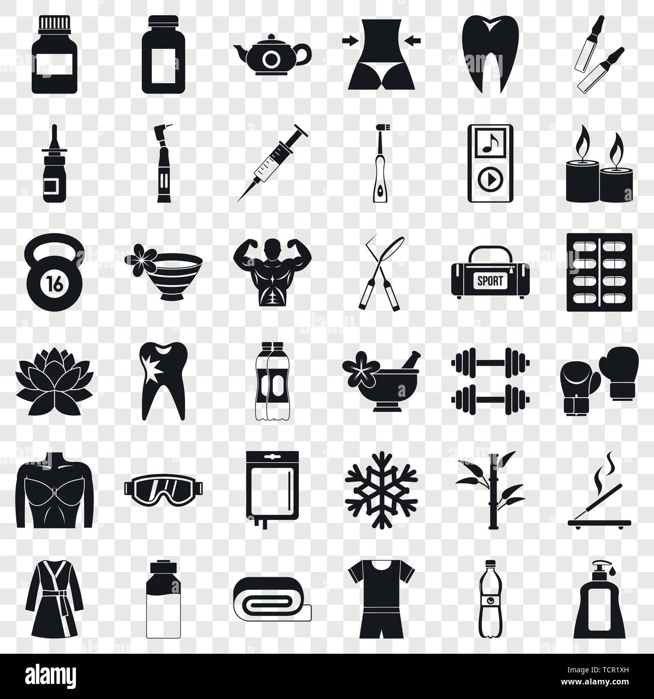 Fitbody icons set, simle style Stock Vector