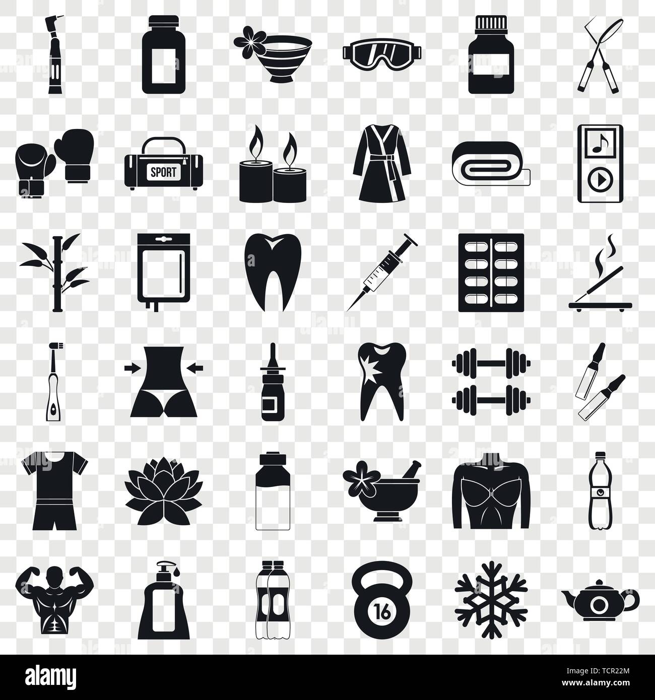 Fitness icons set, simle style Stock Vector