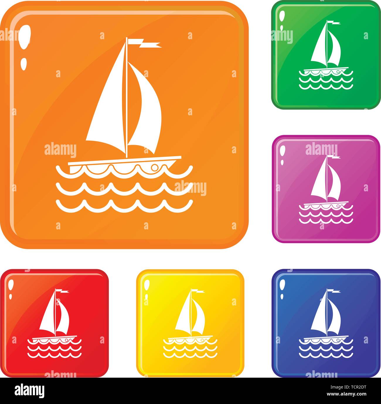 Yacht icons set vector color Stock Vector Image & Art - Alamy