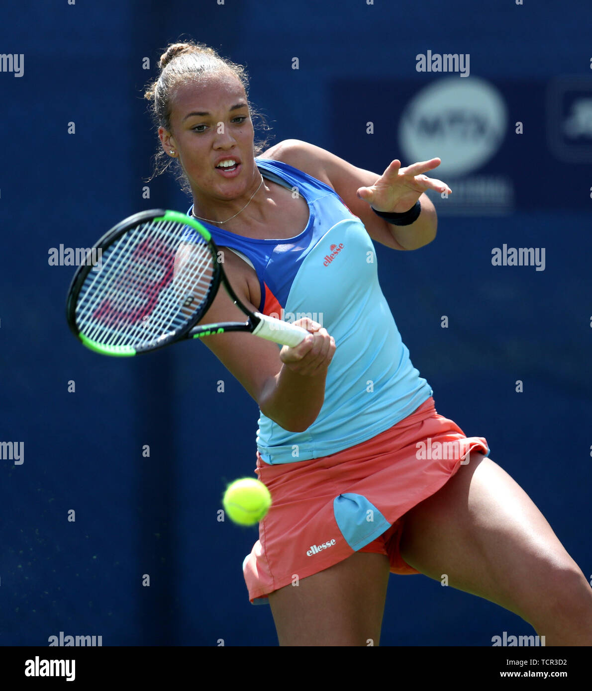 Freya Christie in action against Valeria Savinykh during day two of the Nature Valley Open at Nottingham Tennis Centre. Stock Photo