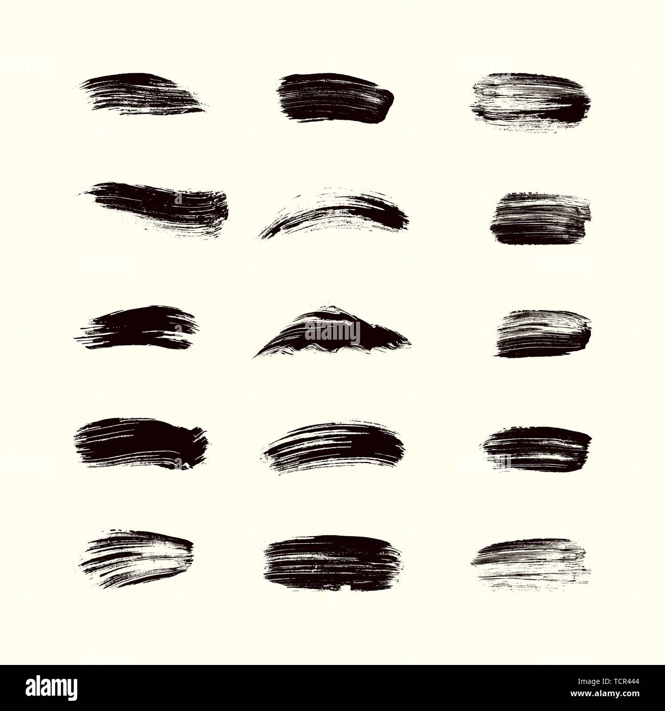 Vector grunge brushes. Black brush strokes set Stock Vector