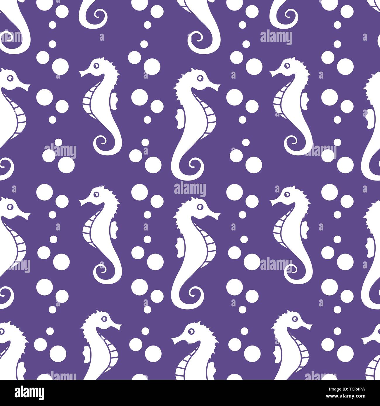 Vector seamless pattern with sea horses and bubbles. Marine background ...