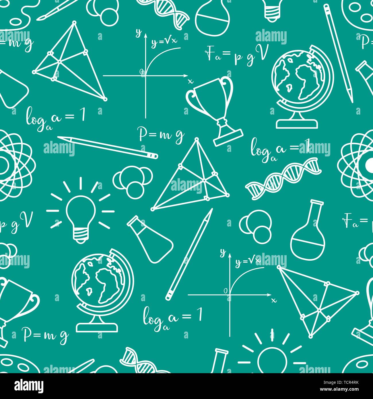 Science Model Making Vector Vector seamless pattern with scientific, education elements: globe ...