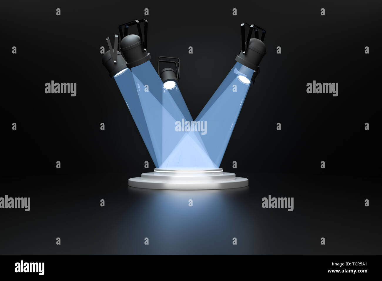Three-dimensional rendering, stage with lighting, display platform ...