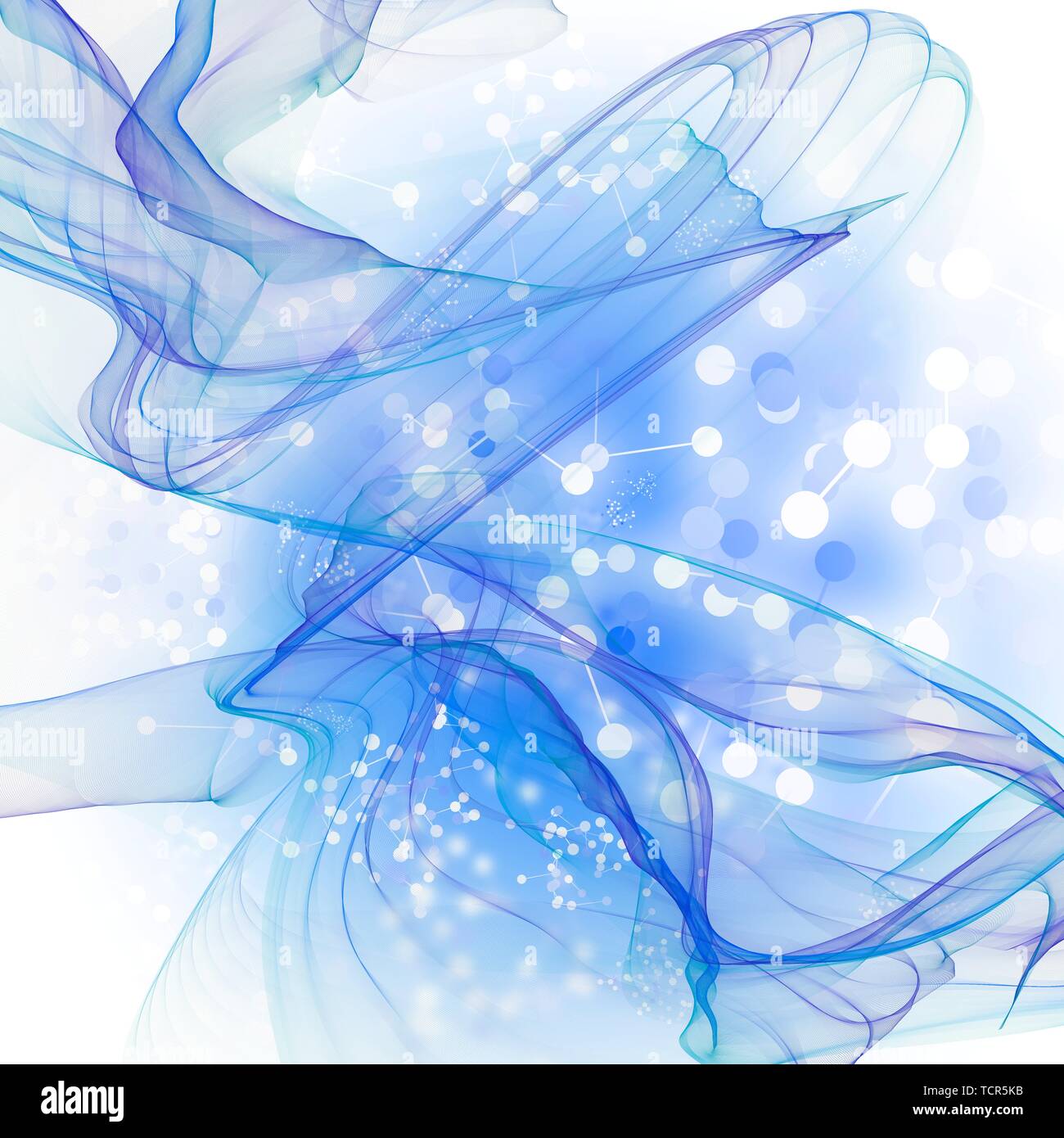 Blue swirls against white, illustration Stock Photo
