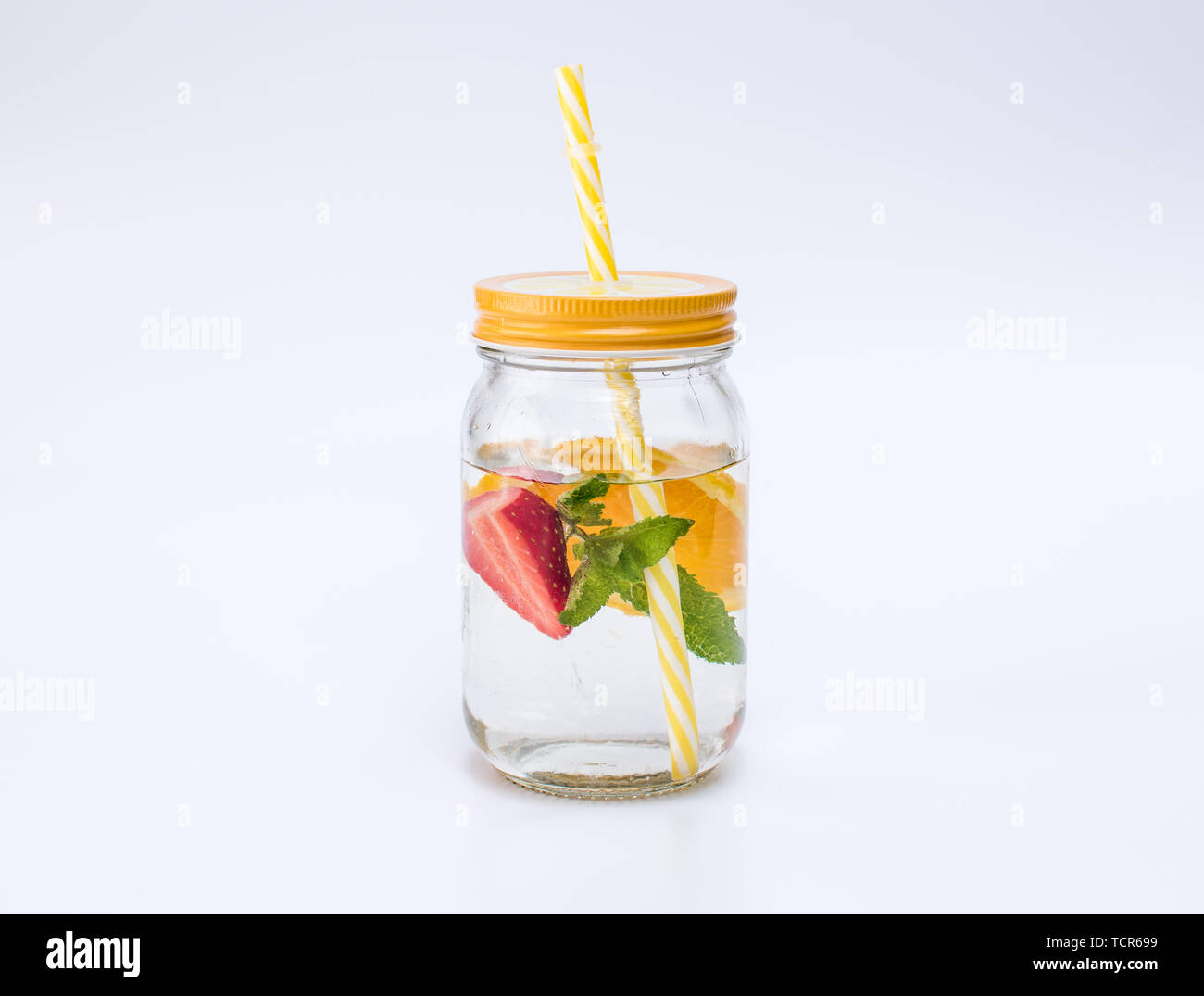 Fruit infused water in a glass jar Stock Photo Alamy