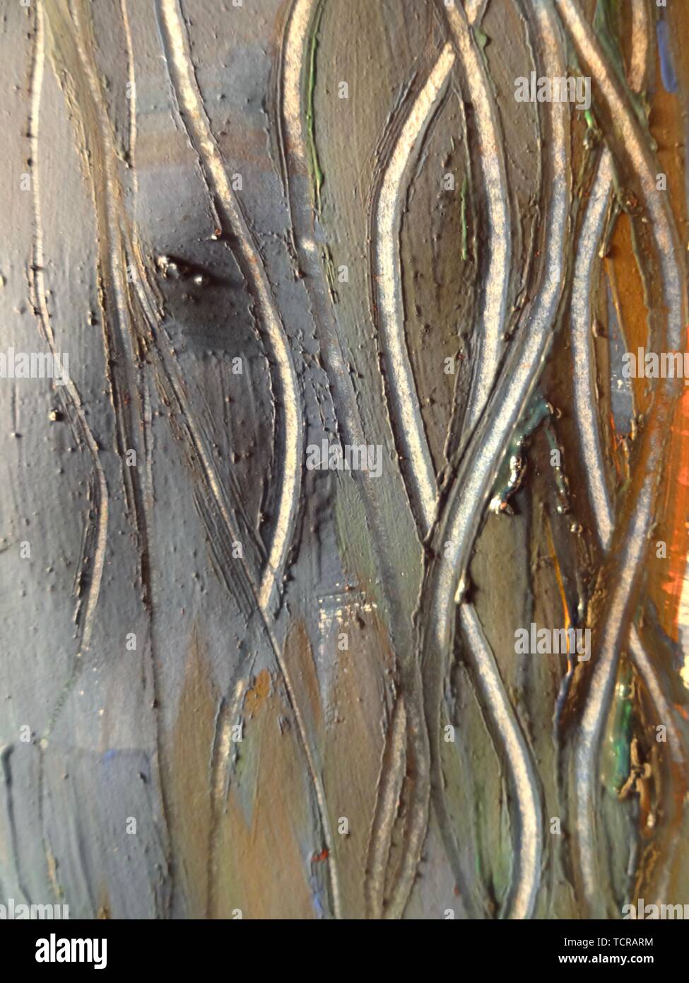 Light blue gold painting texture, creating flowing lines on the ...