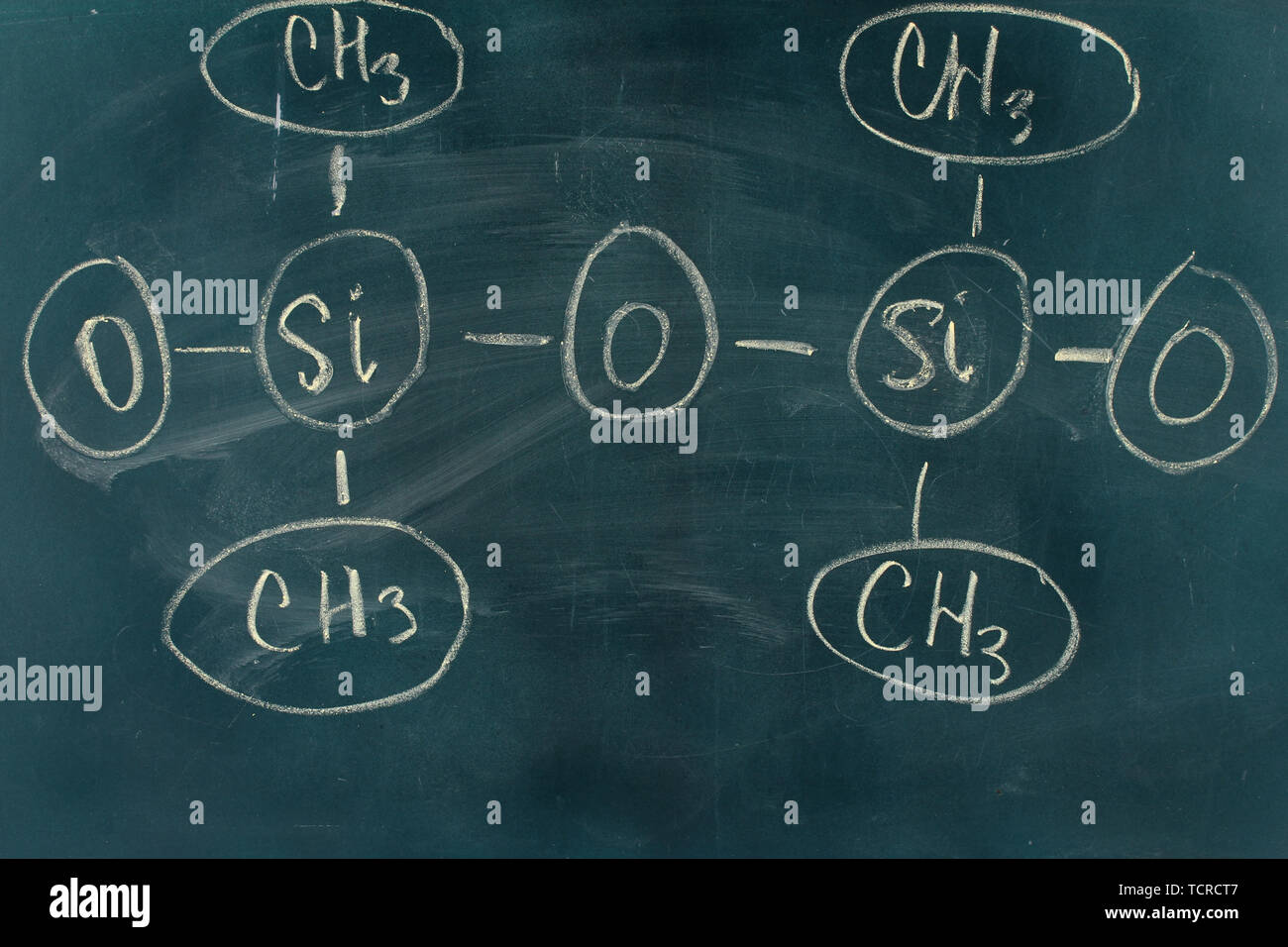 Chemical structure formula written on blackboard with chalk Stock Photo