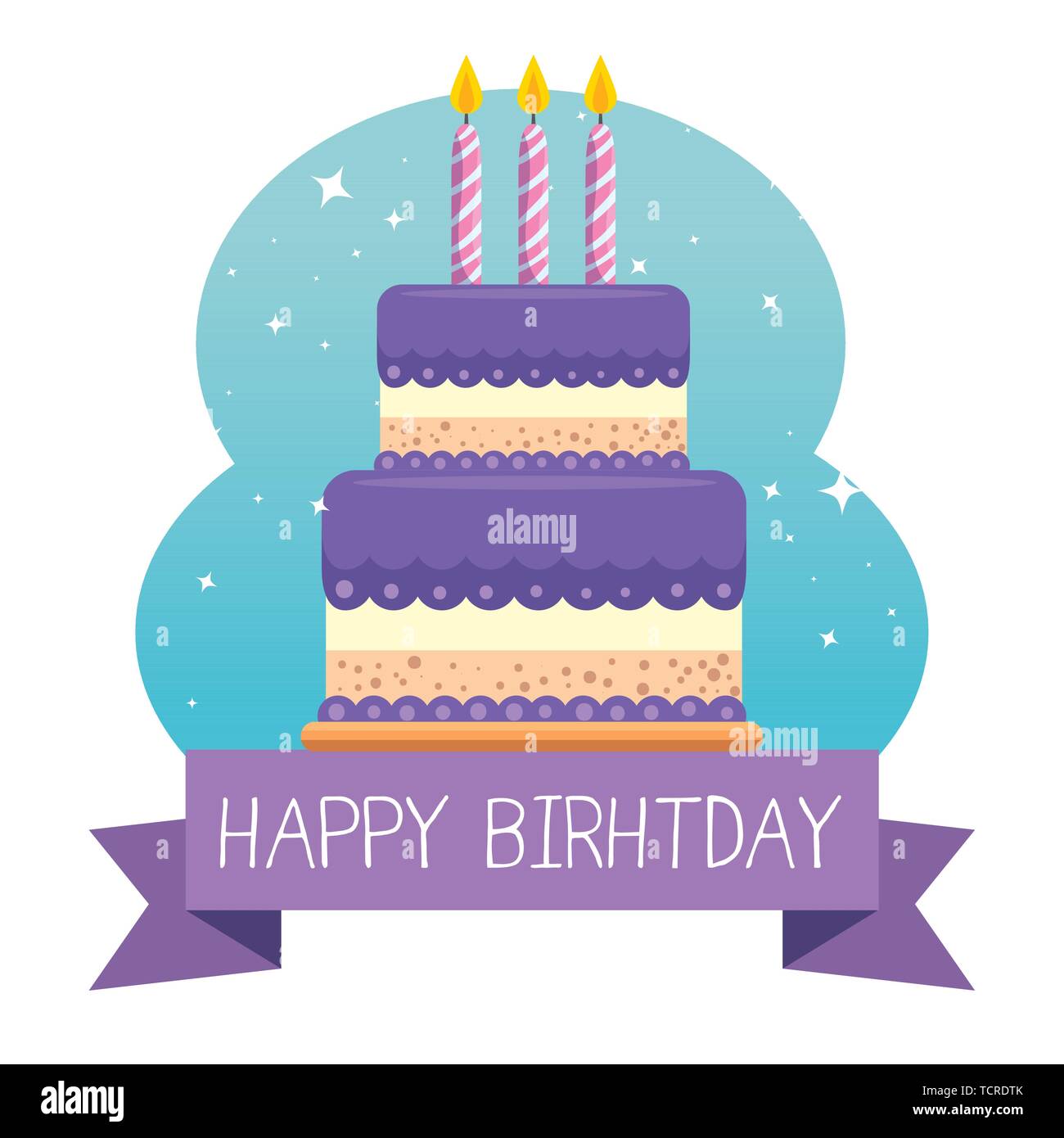 sweet party cake with candles and ribbon Stock Vector Image & Art - Alamy
