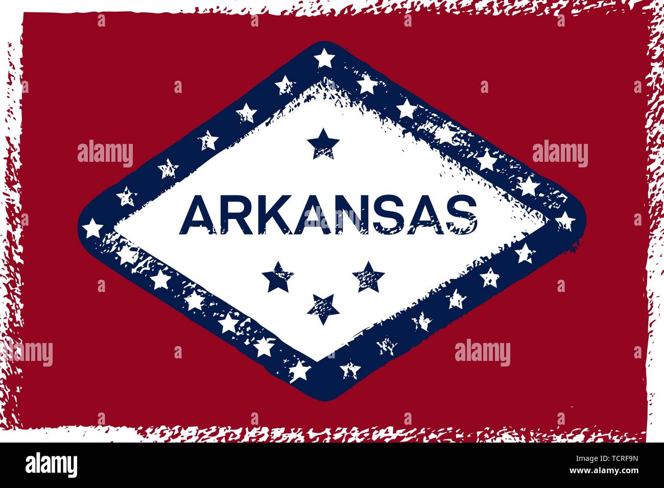 Arkansas Grunge Flag. American state symbol. Texture Background Poster Banner t-Shirt Print Stock Vector