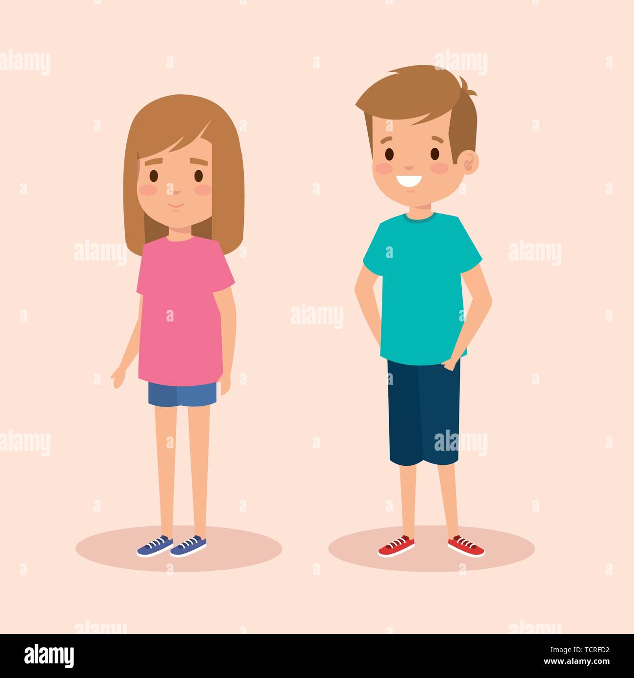 happy girl and boy children with hairstyle Stock Vector Image & Art - Alamy