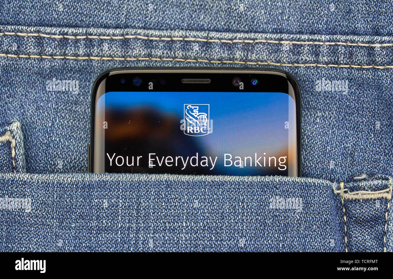 MONTREAL, CANADA - December 23, 2018: RBC android app on Samsung s8 screen. RBC Royal Bank is the leading provider of financial services and support t Stock Photo