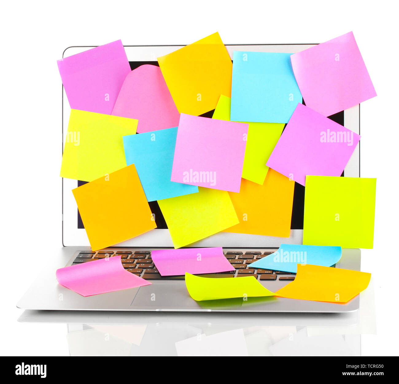 Laptop with empty stickers isolated on white Stock Photo - Alamy