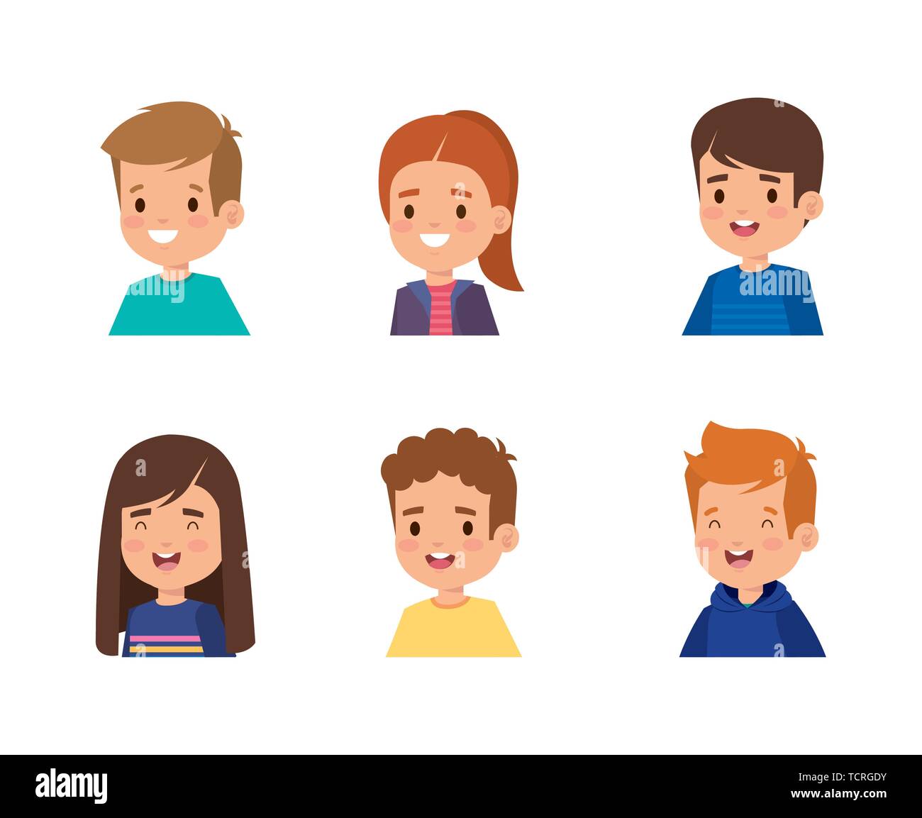 set of happy girls and boys with hairstyle Stock Vector Image & Art - Alamy