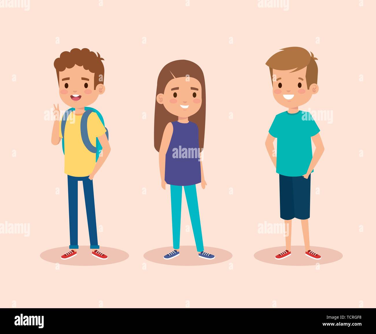 set of happy boys and girl children with hairstyle Stock Vector Image ...