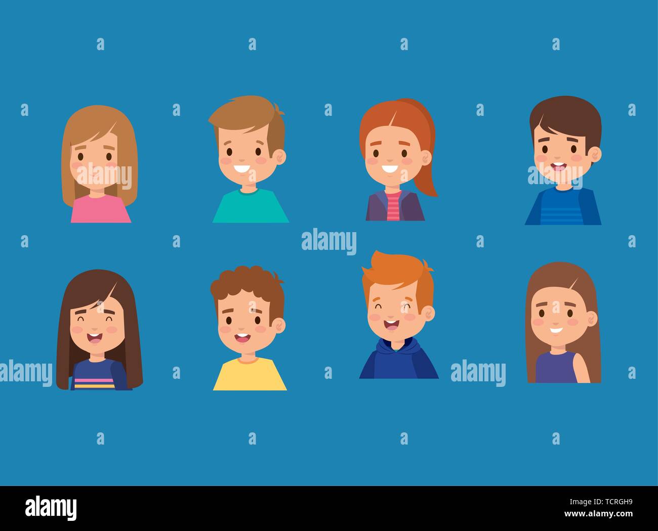 set of girls and boys children with hairstyle Stock Vector Image & Art ...