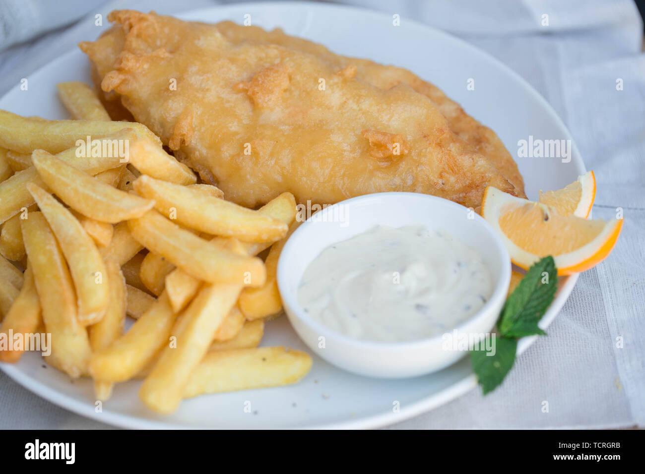 Fish, chips, fish and chips. Stock Photo