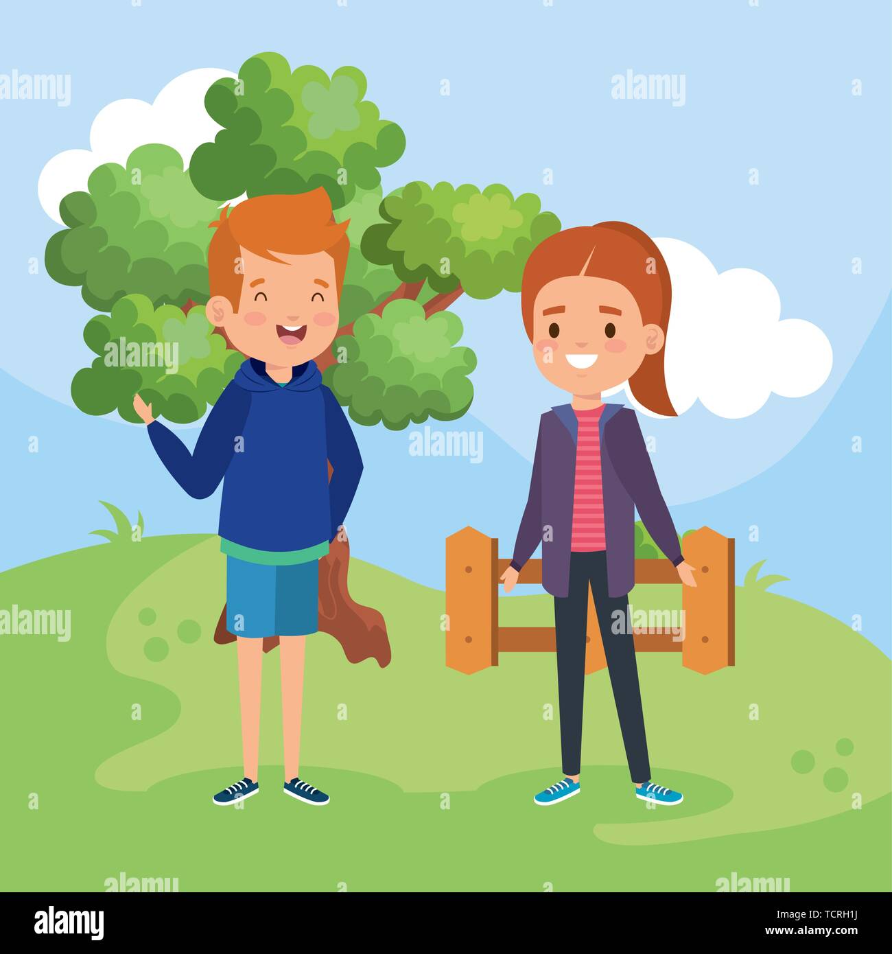 happy boy and girl children with hairstyle Stock Vector Image & Art - Alamy