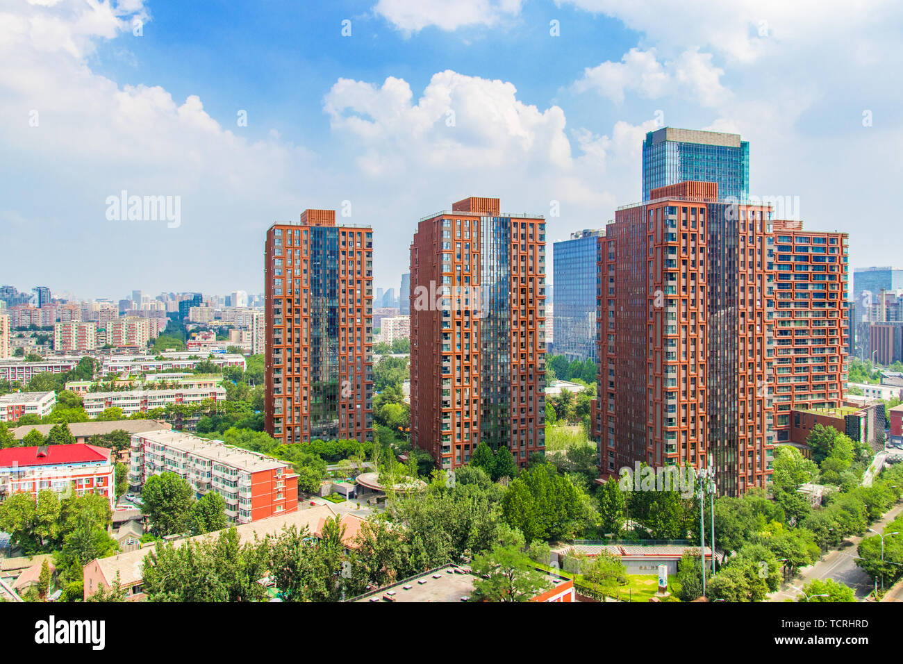 High-rise residential community under the blue sky in Beijing Stock ...