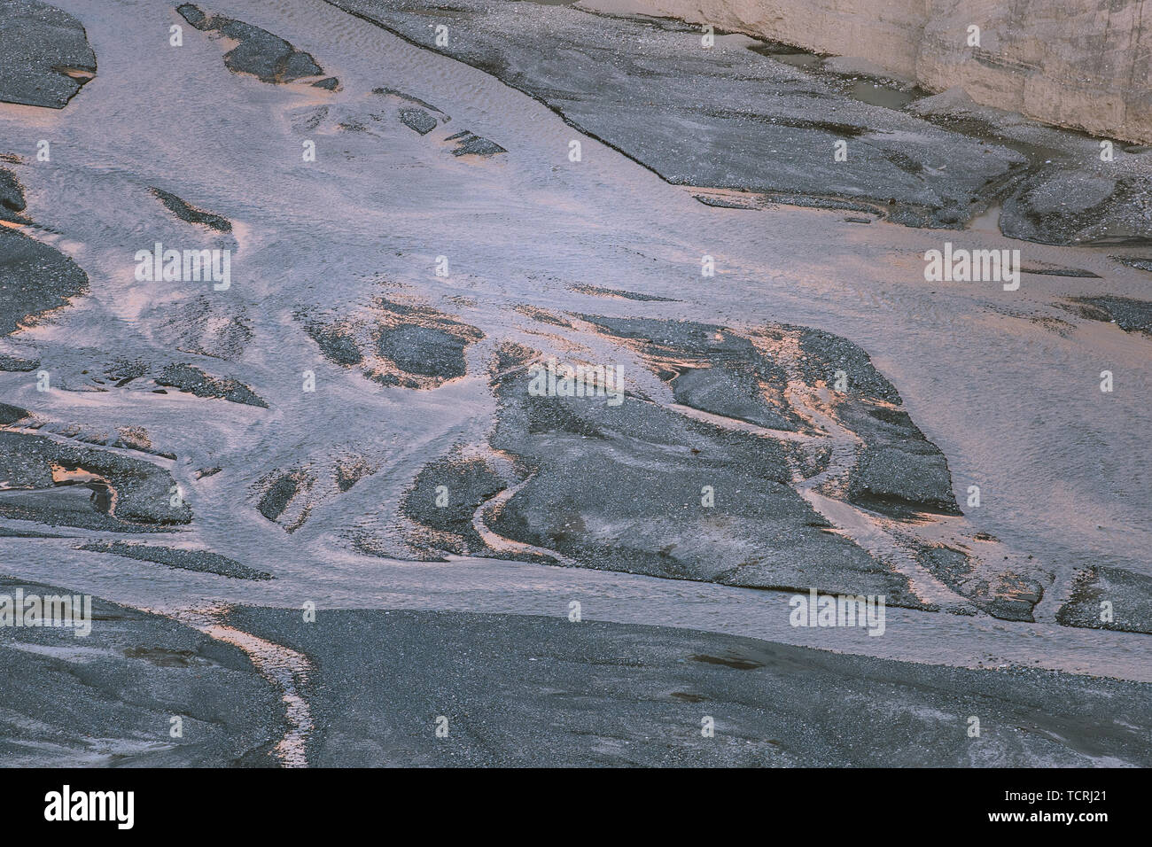 Desert surface and rivers on the Loess Plateau Stock Photo