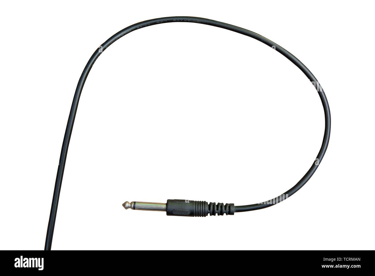 Guitar audio jack with black cable isolated on white background with clipping path Stock Photo