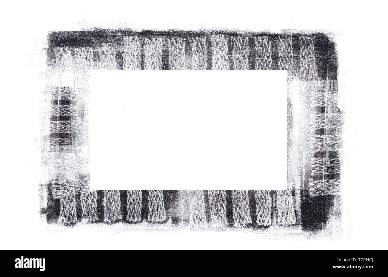 Creative grungy frame made with traditional painting media isolated on white background Stock Photo